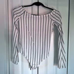 Express black and white striped body suit - worn once - XS